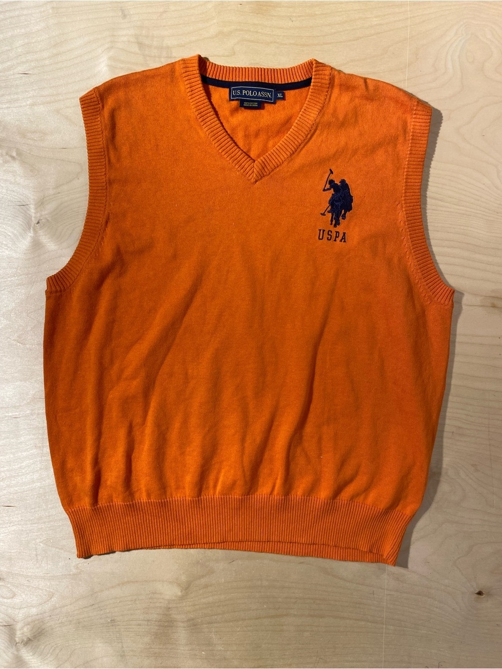U.S. Polo Assn. Orange V-Neck Knit Sweater Vest XL (SC)